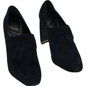 Kenneth Cole New York Nova Tassel Block Heel Black Suede Pumps Women's US 7M